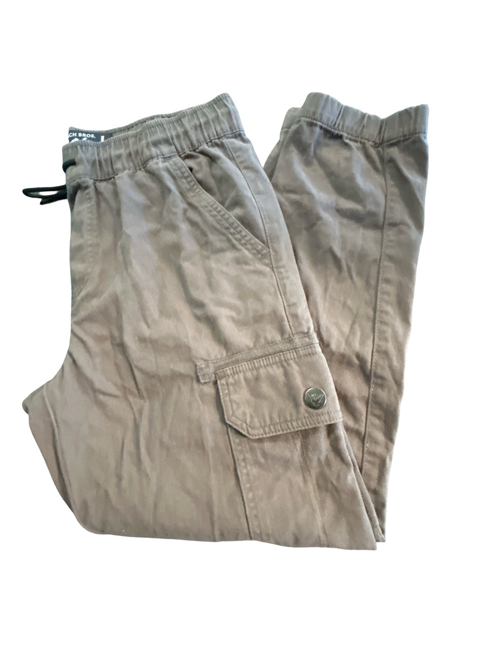 Beach Bros Men's Taupe Cargo Joggers Drawstring Waist Elastic Cuff Pants L Surf